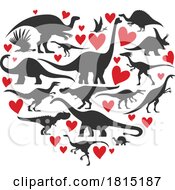 Poster, Art Print Of Silhouetted Dinosaur Heart Clipart