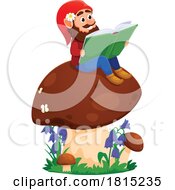 Gnome Reading On A Mushroom Clipart by Vector Tradition SM