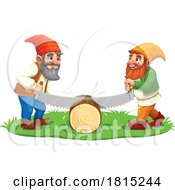 Gnomes Sawing A Log Clipart by Vector Tradition SM