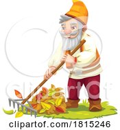 Gnome Raking Leaves Clipart