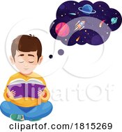 Boy Reding An Astronomy Book Clipart