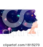 Poster, Art Print Of Profiled Woman With Outer Space Hair