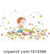 Boy Raking Leaves Clipart