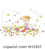 Girl Raking Leaves Clipart