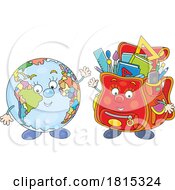 Cartoon Backpack Mascot And Globe Clipart