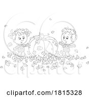 Cartoon Children With A Giant Pumpkin Clipart