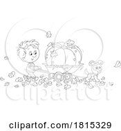 Cartoon Boy Pushing A Giant Pumpkin In A Wheelbarrow Clipart