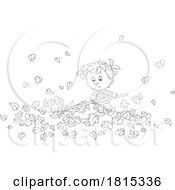 Girl Raking Leaves Clipart