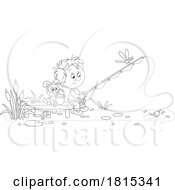 Cartoon Boy And Puppy Fishing Clipart