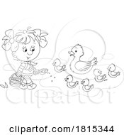 Cartoon Girl Feeding Ducks Clipart