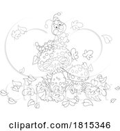 Poster, Art Print Of Cartoon Happy Caterpillar On An Autumn Mushroom Clipart