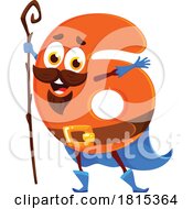 Wizard Number 6 Mascot Clipart