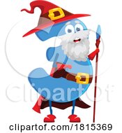 Poster, Art Print Of Wizard Number 3 Mascot Clipart