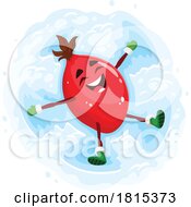 Poster, Art Print Of Christmas Rosehip Berry Making A Snow Angel Mascot Clipart