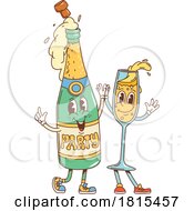 Retro Cartoon Champagne Characters Clipart