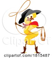 Cavatappi Pasta Cowboy Mascot Clipart by Vector Tradition SM