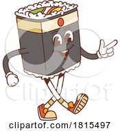 Retro Cartoon Sushi Mascot Clipart