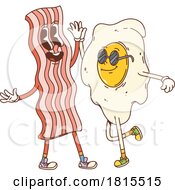 Retro Cartoon High Fiving Bacon And Egg Characters Clipart