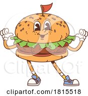 Retro Cartoon Hamburger Mascot Clipart