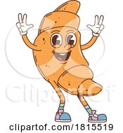 Retro Cartoon Croissant Mascot Clipart