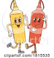 Retro Cartoon Ketchup And Mustard Bottle Mascots Clipart