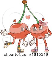 Retro Cartoon Cherry Couple Character Clipart