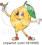 Retro Cartoon Lemon And Cocktail Character Clipart