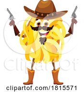 Tagliatelle Pasta Cowboy Mascot Clipart by Vector Tradition SM