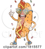 Poster, Art Print Of Retro Cartoon Hippie Hot Dog Character Clipart