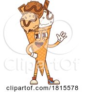 Retro Cartoon Ice Cream Cone Character Clipart