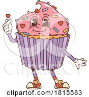 Retro Cartoon Cupcake Character Clipart