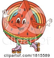 Retro Cartoon Roller Skating Watermelon Character Clipart