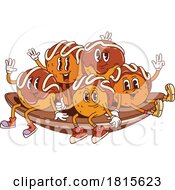 Japanese Takoyaki Balls Food Mascots Clipart