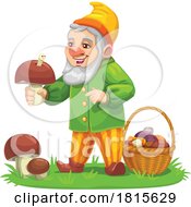 Gnome Gathering Mushrooms Clipart by Vector Tradition SM