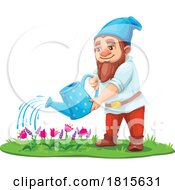 Gnome Watering Flowers Clipart by Vector Tradition SM