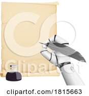 Robot Hand Writing With A Feather Quill Clipart by Vector Tradition SM