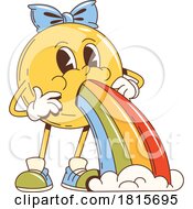 Retro Cartoon Emoticon Vomiting A Rainbow Clipart