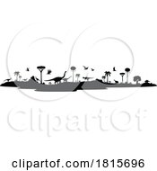 Poster, Art Print Of Silhouetted Landscape With Dinosaurs Clipart