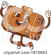 Retro Cartoon Suitcase Mascot Clipart