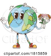 Earth Holding Flowers Mascot Clipart