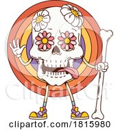 Groovy Floral Skull Mascot Clipart