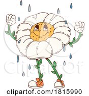 Flower Mascot In Rain Clipart