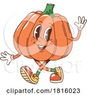 Retro Cartoon Pumpkin Mascot Clipart