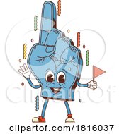 Retro Cartoon Foam Finger Mascot Clipart