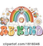 Be Kind Groovy Rainbow Mascot Clipart by Vector Tradition SM