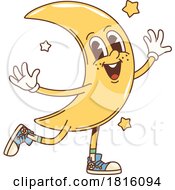 Retro Cartoon Crescent Moon Mascot Clipart