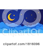 Background Of Crescent Moon And Stars Over Clouds Clipart by Vector Tradition SM