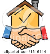 Realtor And Client Shaking Hands Over A House Icon Clipart