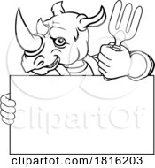 Poster, Art Print Of Gardener Rhino Cartoon Handyman Tool Mascot