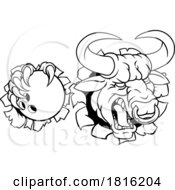 Bull Minotaur Longhorn Cow Bowling Mascot Cartoon